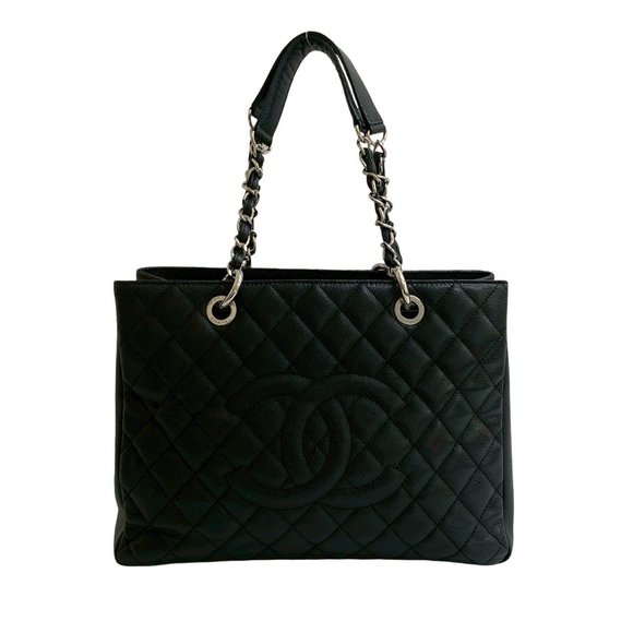 CHANEL Matelasse GST Coco Mark Caviar Leather Chain Tote Bag, Black, 39304 - Picture 1 of 10